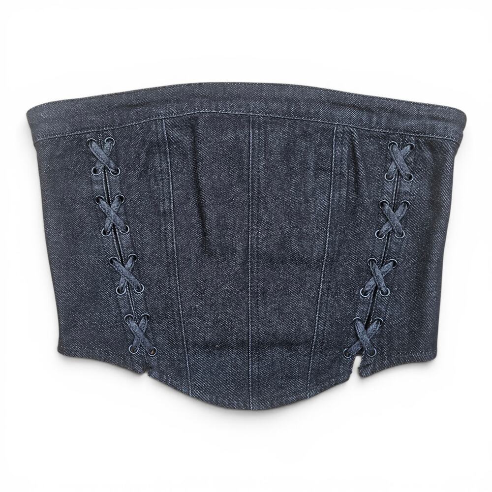 KSUBI NWT Denim Corset Lace Up Top Women Small Y2K Grunge Streetwear Punk Urban